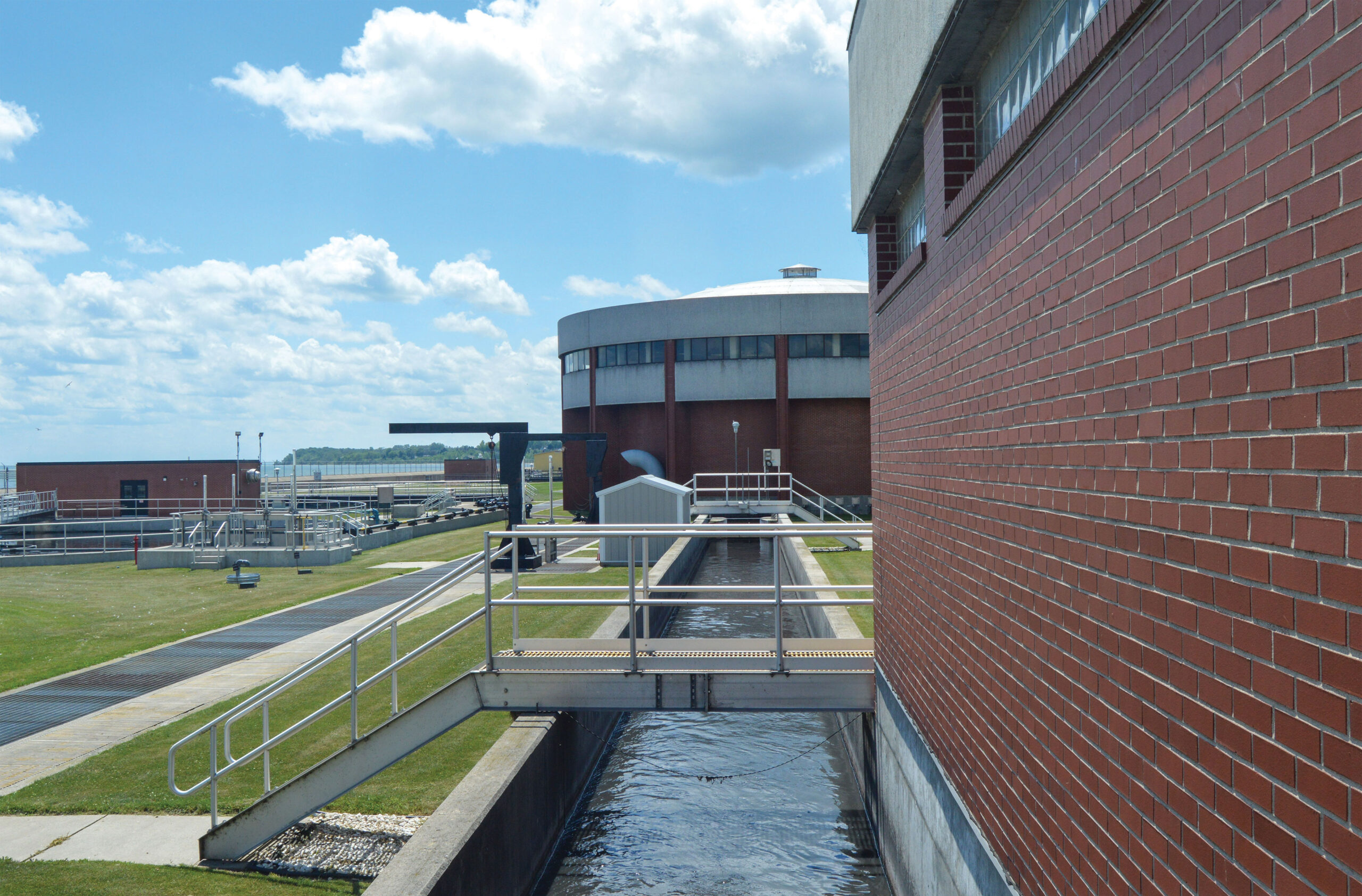 a canal of water at a water treatment plant in Manitowoc
